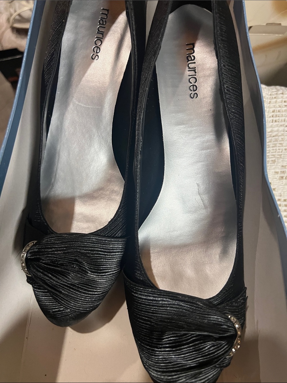 Maurices Black Women's Ballet Flats with Knotted Satin Accent